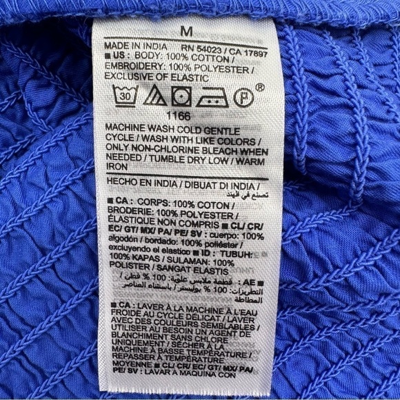 Old Navy Fitted Ruffle-Trim Smocked Cropped Top Batik Blue Size Medium - Picture 11 of 12